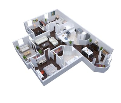 Architectural floor plan of a senior living unit