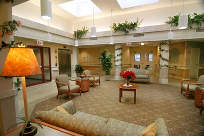 Bright and welcoming common area with comfortable seating