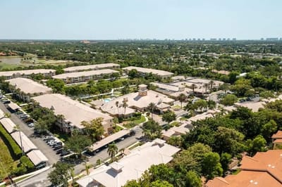 Aerial view of a large assisted living campus
