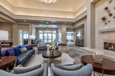 Bright interior of a common area with seating