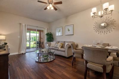 Cozy living area in a senior living facility