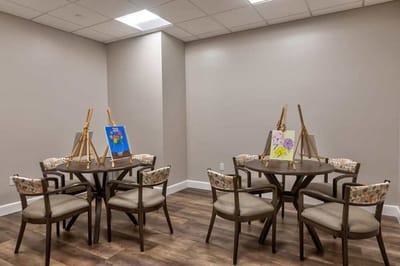 Art activity setup in a bright interior room