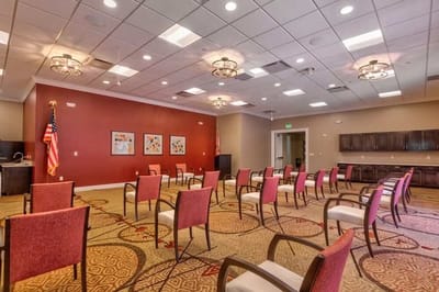 Interior view of a meeting room with chairs arranged