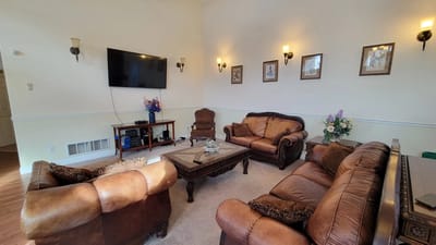 Cozy common area with seating and decor