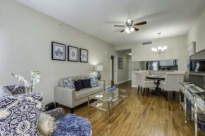 Bright interior living area with furniture
