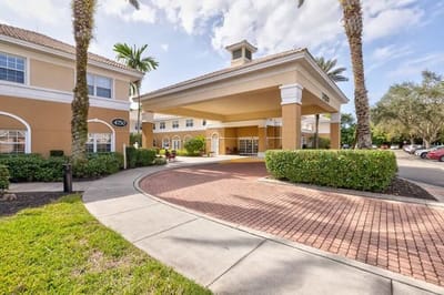 Front entrance of a senior living facility