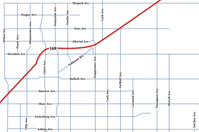 Map showing streets and highways