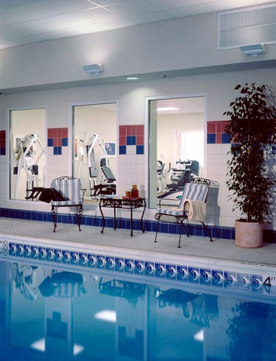 Indoor swimming pool with exercise equipment