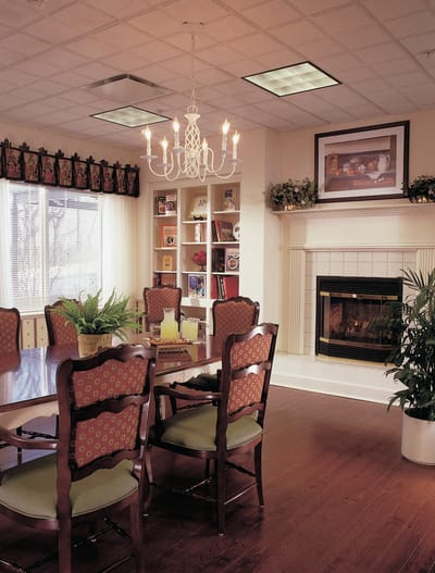Bright dining room with elegant decor and seating