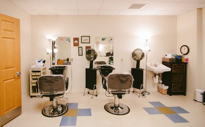 Beauty salon area in a senior living facility