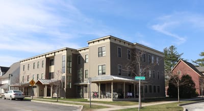 Exterior view of a senior living facility building