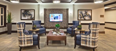 Cozy common area with comfortable seating and decor