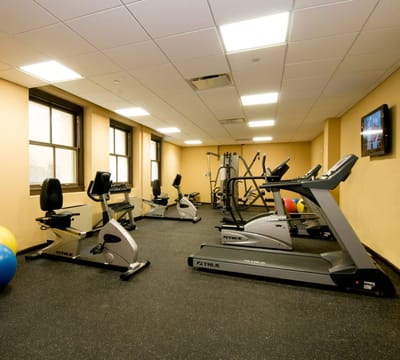 Well-equipped fitness center with exercise machines