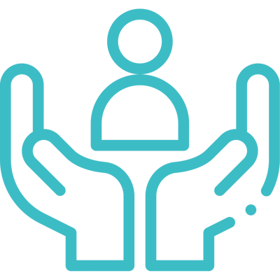 Icon of hands holding a user figure