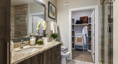 Stylish bathroom in a modern apartment suite