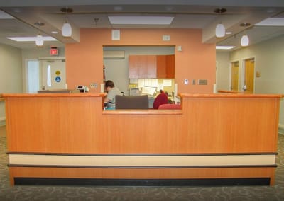Front desk area of a healthcare facility