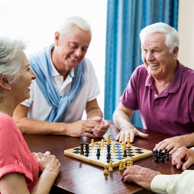 Residents enjoying a game of chess together