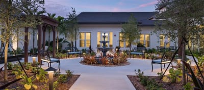 Beautiful outdoor courtyard with seating and garden