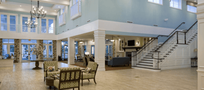 Bright and spacious lobby area with high ceilings