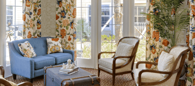 Bright common area with comfortable seating