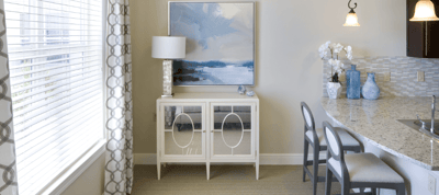 Bright and modern interior space with artwork
