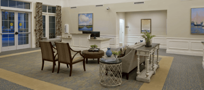 Lobby area with elegant seating and decor