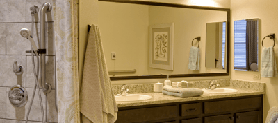 Clean and accessible bathroom in a resident suite