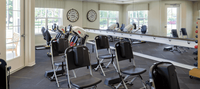 Interior view of a fitness area with exercise equipment