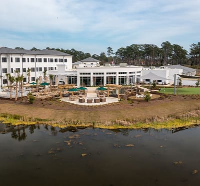 Exterior view of Watercrest Myrtle Beach with outdoor seating