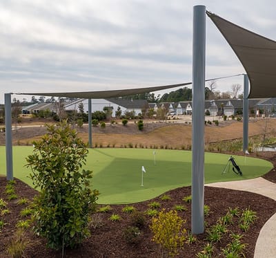 Outdoor putting green at the senior living facility