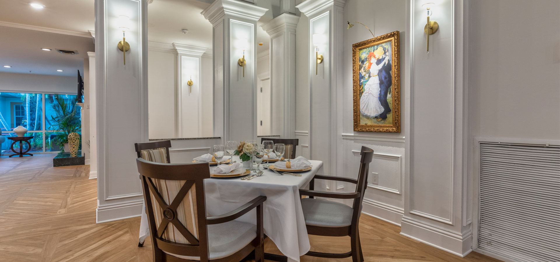 Elegant dining setup in a well-lit interior