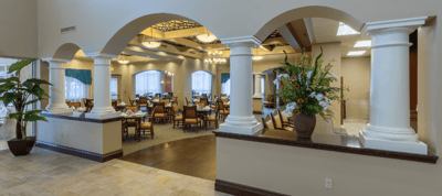 Interior view of a dining area with elegant decor