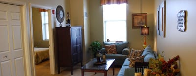 Cozy and inviting common area in a senior living facility