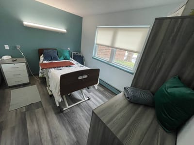 Bright interior of a private resident room