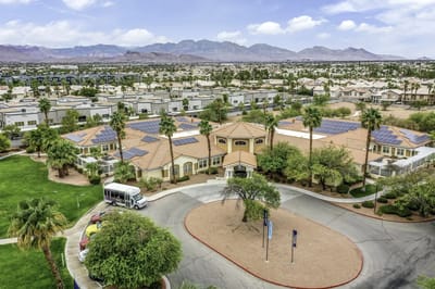 Aerial view of Spring Valley Memory Care facility with outdoor space