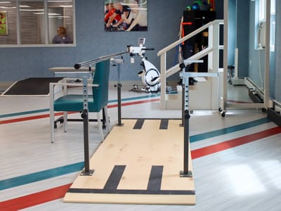Interior view of a therapy area with equipment