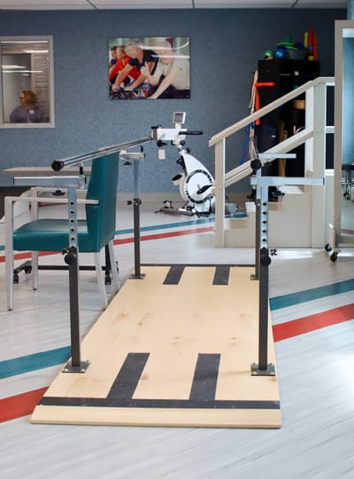 Physical therapy area with equipment