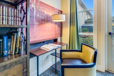 Cozy reading nook with a chair and a lamp