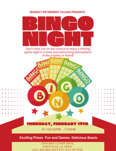 Promotional flyer for Bingo Night event