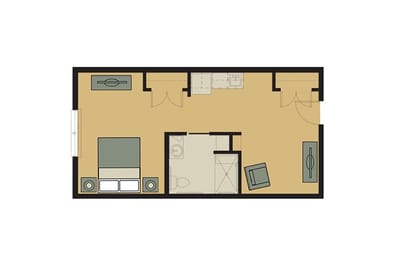 Architectural floor plan of a resident unit