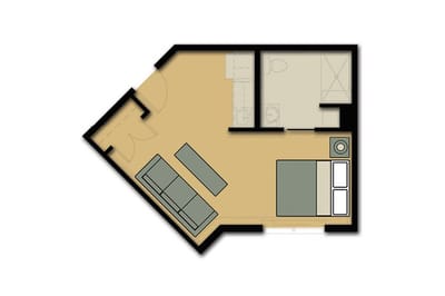Architectural floor plan of a resident room