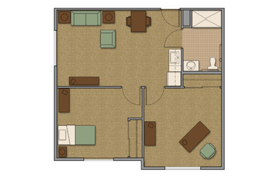 Floor plan of a resident unit layout