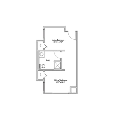 Architectural floor plan for resident unit
