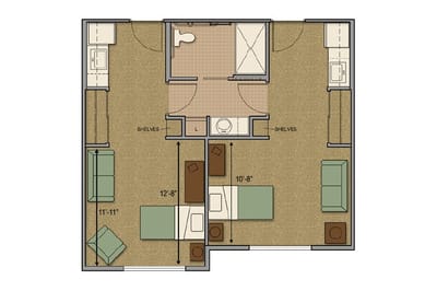 Architectural floor plan of a living unit