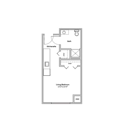 Architectural floor plan for a private room