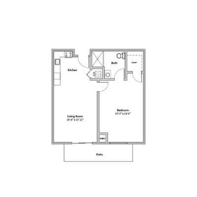Architectural floor plan of a unit layout