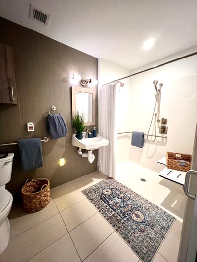 Accessible bathroom with shower features