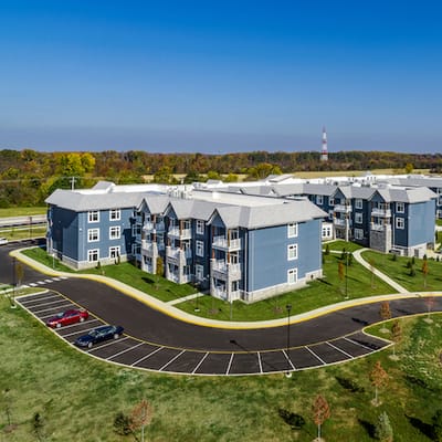 Aerial view of Meadowcrest senior living facility