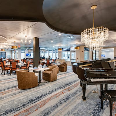 Elegant dining area in a senior living facility