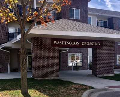 Stylish entrance of Washington Crossing facility